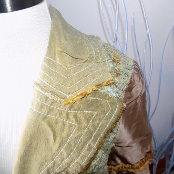 CESAR ARELLANES Multi Fabric Neutral Colored Tweed Jacket Women's Size Medium - Picture 2 of 7